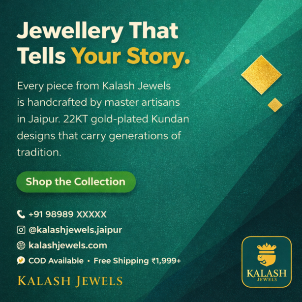 Every piece from Kalash Jewels is handcrafted by master artisans in Jaipur. Shop Now